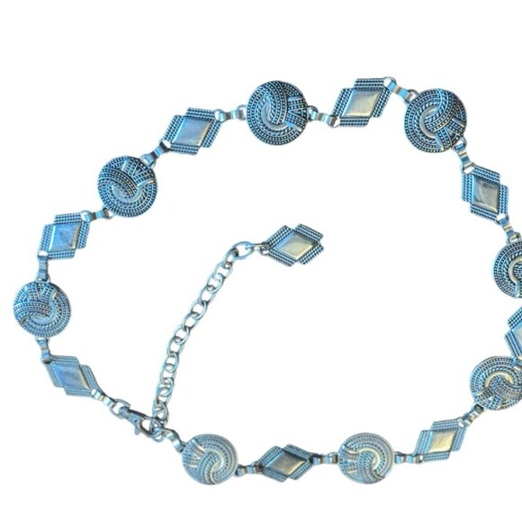 Silver Tone Belt Textured Stations with Silver Geometric Shapes Brighton Inspire - Picture 4 of 13